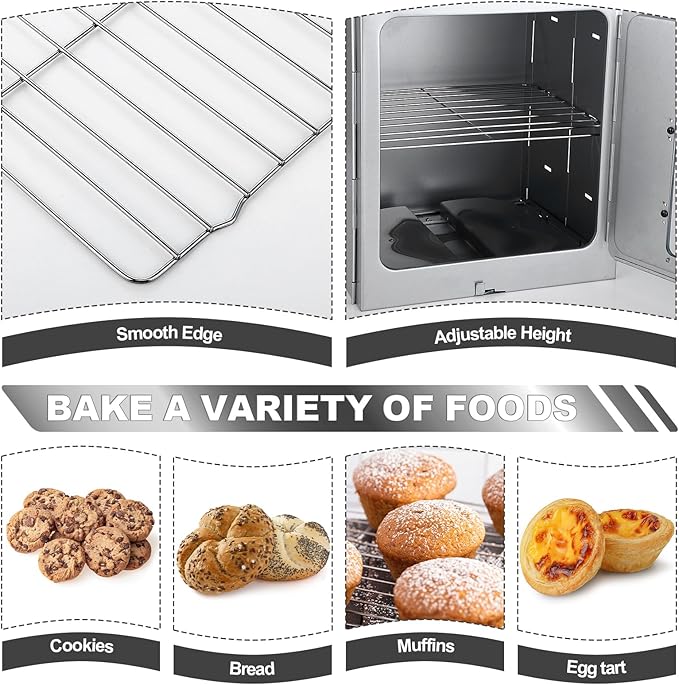 Portable Camping Oven with Storage Handbag, Stainless Steel Fastfold Design Camp Oven for Wood Burning Stoves and Camp Stoves, Outdoor Cooking Baking BBQ