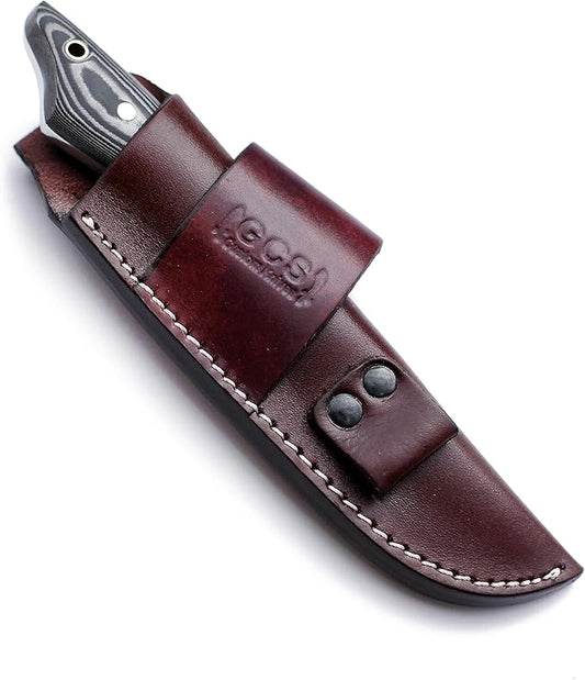 GCS Custom Handmade Black Micarta Handle D2 Tool Steel Skinner Bushcraft Knife Knives Bowie Buffalo Hide Sheath 138