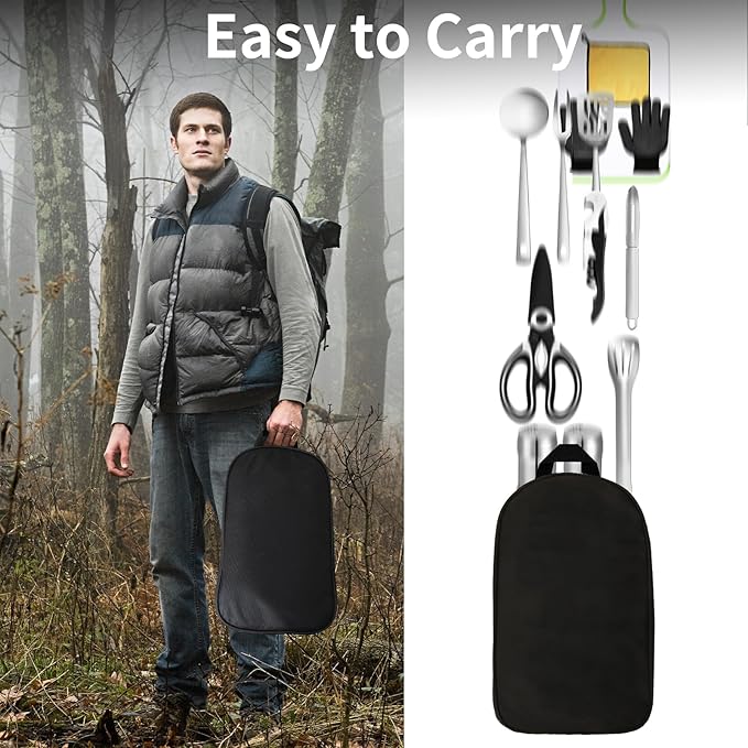 Camping Cooking Utensils Set - Camping Kitchen Equipment, Compact and Portable Camper Accessories, Perfect for Travel, Picnic, RV, Camping, BBQ, Party