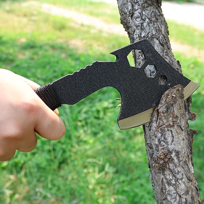 Lightweight Tactical Hatchets Small Camping Backpacking Axe with Nylon Fiber Handle for Bushcraft Outdoor Survival Hiking with 3 Hex Wrenches and Bottle Opener-2 Pack