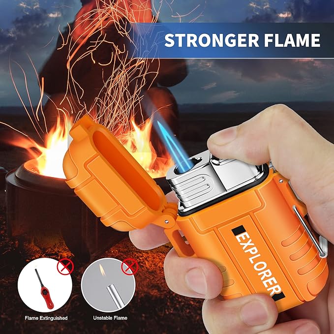 Torch Lighter, Waterproof, Windproof, refillable Butane Gas Lighters for Camping, Grill, BBQ, Fireworks