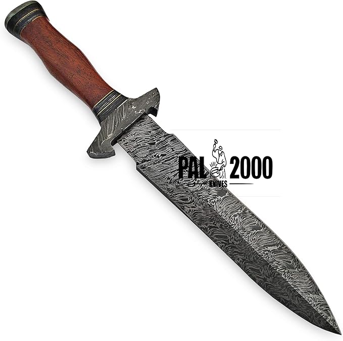 PAL 2000 KNIVES DAG-9305 Custom Handmade Damascus Steel Hunting Dagger Knife Rosewood Handle with Sheath