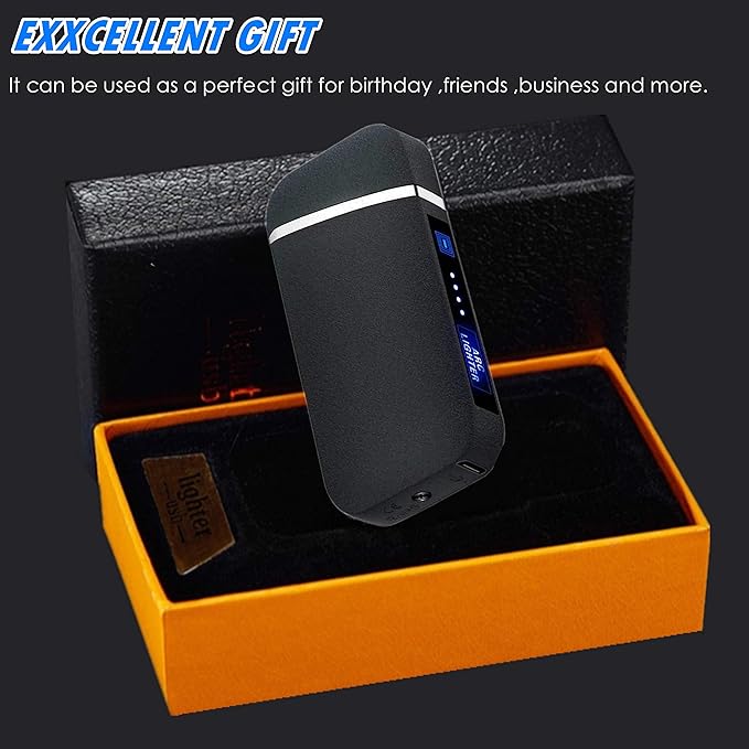 Electric Lighter Dual Arc Lighter Outdoor Windproof Lighters USB Rechargeable-Flameless-Plasma Cool Lighters for Camping, Hiking, Adventure, (Matte Black)