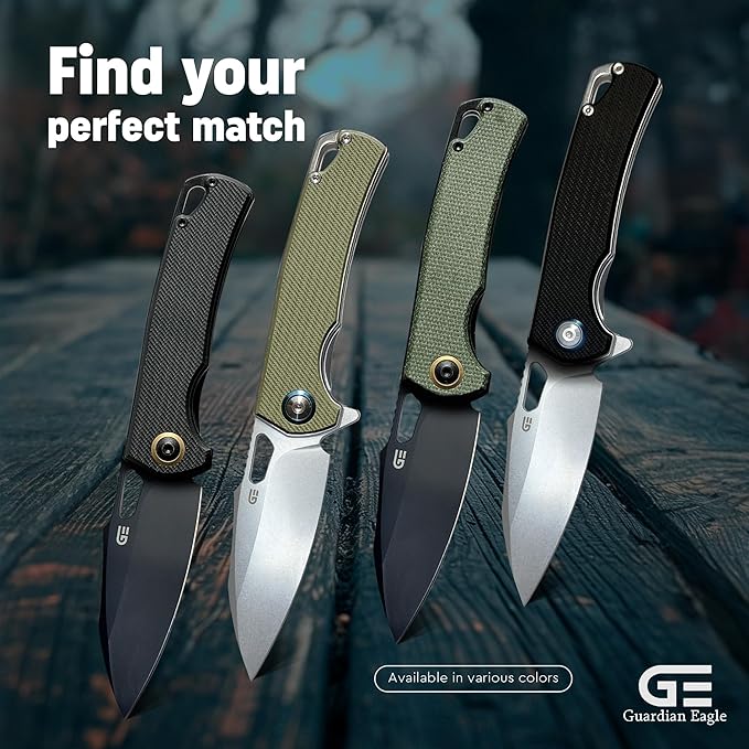 Folding Pocket Knife for Men - EDC Tactical Knife with Pocket Clip, Indoor & Outdoor, Camping, Survival Hiking & Gifts for Men, Every Day Carry, Lightweight (Green Micarta)