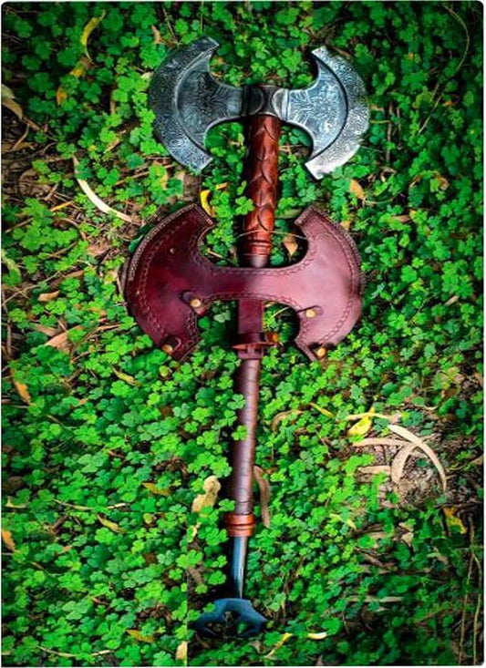 MDM-Ax107 Double Headed Axe | Double Sided Axe Custom Gift High Carbon Steel Viking Axe with Rose Wood Shaft, Double Edge Axe