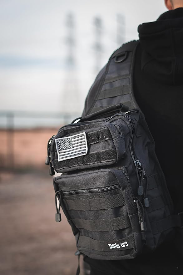 Tactical Sling Bag Pack Military Waterproof Assault Rover Shoulder Sling (Black)