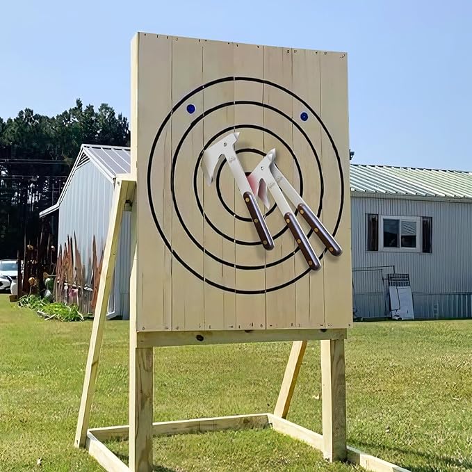 Throwing Axes 2 Pack Set, 10.2" Throwing Axes and Tomahawks Full Tang Stainless Steel with Woodle Handle and Nylon Sheaths, Perfect for Axe Throwing Game, Competition and Recreation