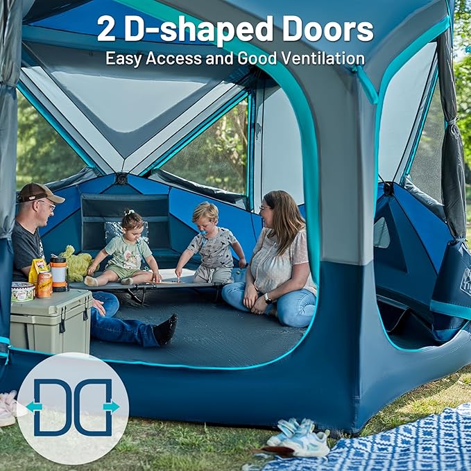 TIMBER RIDGE 4/6/8 Person Instant Pop Up Cabin Tent, Easy 60 Second Setup, Weather Resistant Camping Family Hub Tent with Rain Fly and Carry Bag for Camping Hiking Outdoor Travel