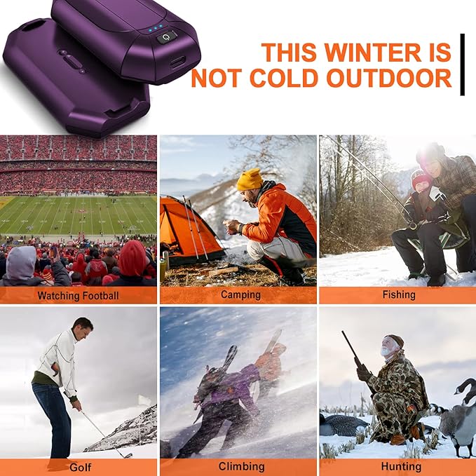 2 Pack Hand Warmers Rechargeable, Electric Hand Warmer Reusable, USB Handwarmers,Outdoor/Indoor/Golf/Camping/Hunting/Pain Relief/Watch Football/Baseball/Warm Gifts for Men Women Kid Birthday Christmas