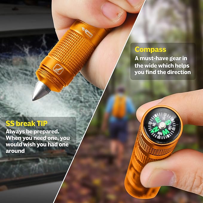 Gifts for Men Women POXIMO EDC Multitool 5-in-1 Tactical Survival Gear with Flashlight, Lighter(No Fuel), Glass Breaker, Whistle, Cutter, Compass, A Cool Birthday Gift, Nice Camping Tool Kit
