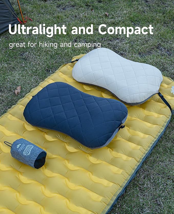 iClimb Ultralight Compact Camping Pillow with Removable Cover Inflatable Travel Air Pillow (Grey)