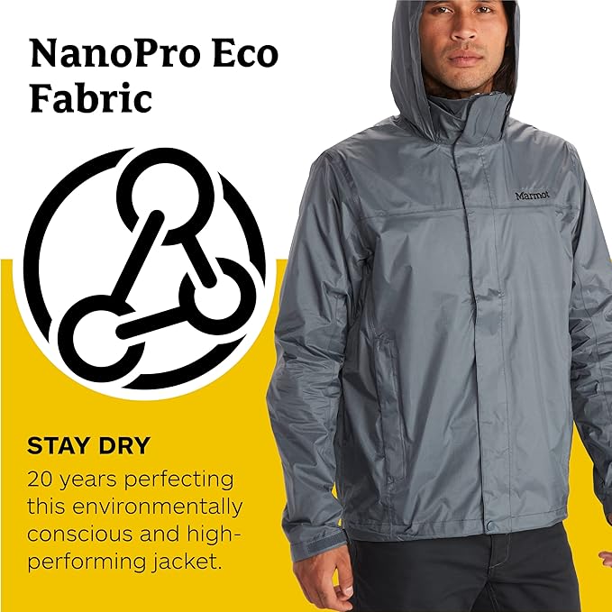 MARMOT Men's Precip Eco Waterproof Rain Jacket - 100% Recycled, Breathable, Lightweight, Packable Raincoat
