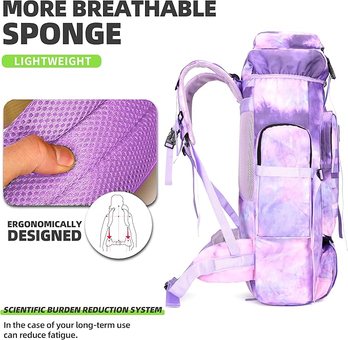70L Camping Hiking Military Tactical Backpack Outdoor Water-Repellent Adjustable Sport Bags