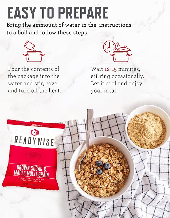 READYWISE - Breakfast Bucket, 120 Servings, Emergency, MRE Meal, Food Supply, Premade, Freeze Dried Survival Food for Hiking, Adventure & Camping Essentials, Individually Packaged, 25 Year Shelf Life