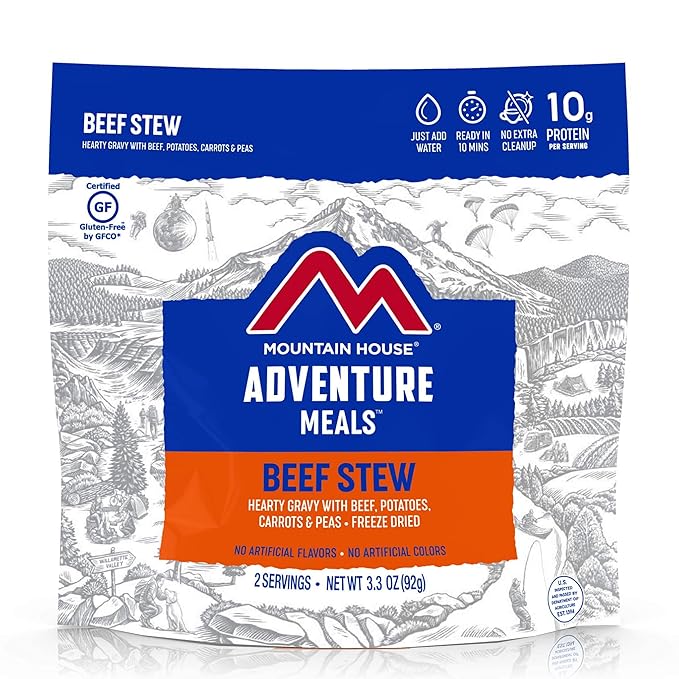 Mountain House Pad Thai with Chicken | Freeze Dried Backpacking & Camping Food |2 Servings | Gluten-Free & Beef Stew | Freeze Dried Backpacking & Camping Food | 2 Servings | Gluten-Free