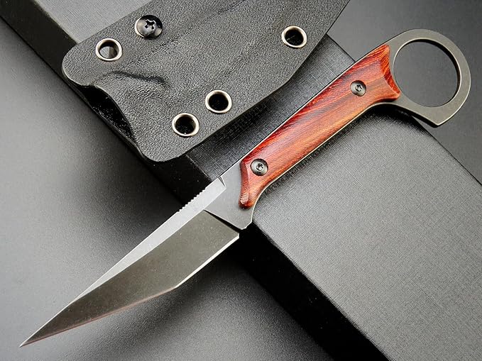 GTK140 Fixed Blade Knife D2 Steel Blade Rosewood Handle EDC Tool Knife for Outdoor Camping Hiking Hunting(RoseWood)