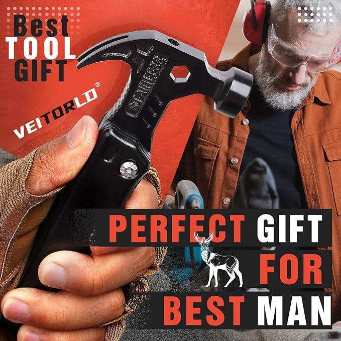 Gifts for Grandpa, Unique Birthday Gift Ideas for Papa Men Him Adults from Grandchildre, All in One Survival Tools Hammer Multitool, Cool Gadgets Presents, Camping Accessories