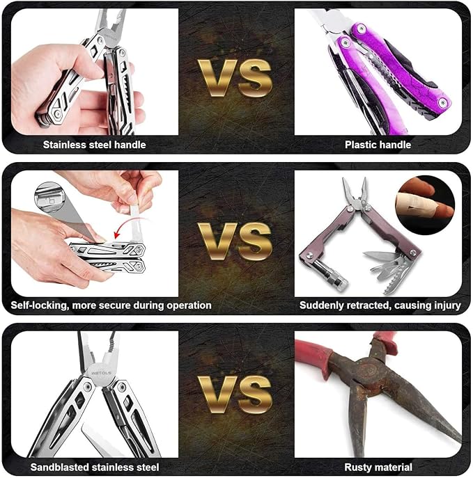 WETOLS Multitool Needle Nose Pliers,21-in-1 Stainless Steel Multi Tool Pocket Knife with Screwdriver Sleeve,Self-locking Survival Knife with EDC Pouch-Great for Outdoor, Simple Repair, Camping, Hiking