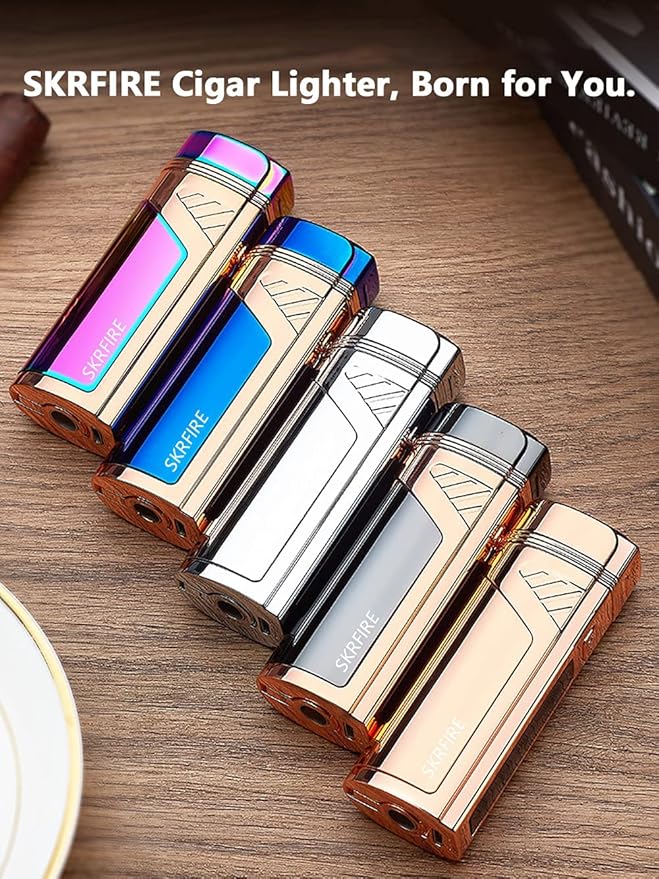 SKRFIRE Triple Arc Electric Lighter Plasma Lighter Rechargeable Lighter Windproof Outdoor Lighter Cool Lighter Suitable for Candles, Camping (Colour Ice)