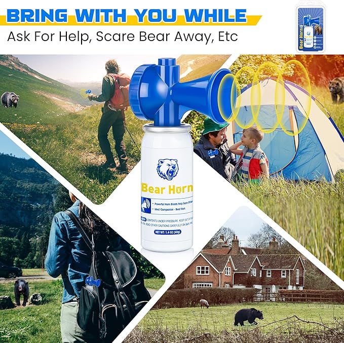 6 Pack 1.4oz Bear Horn Self Defense, Loud Air Horn for Bears, 120dB Heard up to 1/2 Mile Away, Air Horns for Safety for Wild Animals, Bear Alarm Scare Bears, Ideal for Hiking