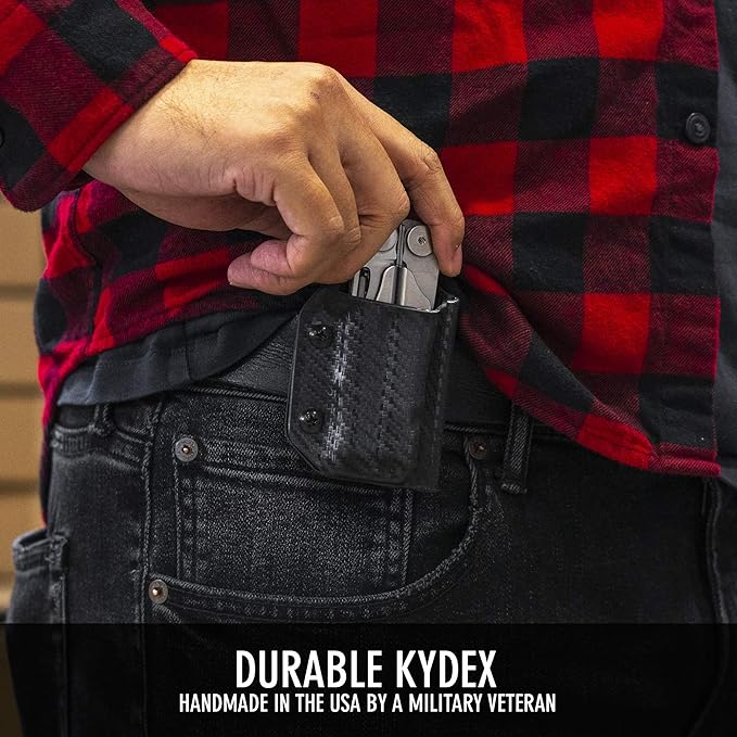 Clip & Carry Kydex Multitool Sheath for LEATHERMAN Wave & Wave + Plus - Made in USA - Multi Tool Sheath Holder Cover Belt Pocket Holster - Multi-Tool not Included
