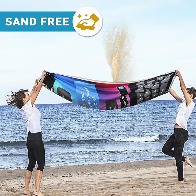 Solaris Microfiber Phone Pattern Beach Mat, 40”x71” Personalized Beach Mat for Adult Women, Sand-Resistant, Quick-Dry Soft Lightweight Compact Pool Mat, Ideal Travel Beach Gifts
