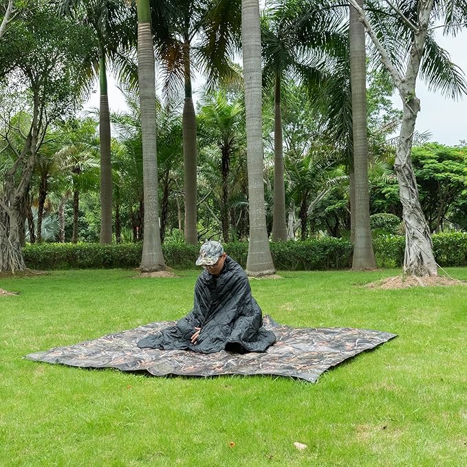 Poncho Liner Military Woobie Blanket Multicam Camo Woobie with Compression Carry Bag for Outdoors Hiking Jungle Hunting Gear