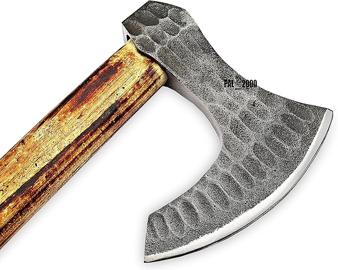 AX-2038 Custom Handmade Viking Hatchet Axe Carbon Steel Head Bearded Camping Tomahawk Battle Ax with Sheath