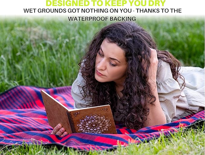 SUITEDNOMAD Large Waterproof Outdoor Stadium Blanket, Windproof and Warm Double Sided Fleece Throw, Great for Cold Weather Camping,Picnic,Sports,Festivals,Dogs