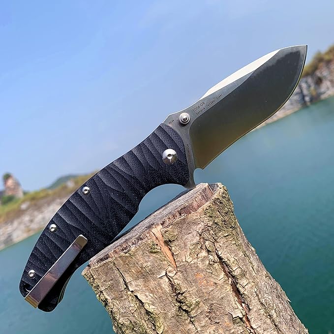 SRM SANRENMU 1006 NEW Pocket Folding Knife 14C28N Blade Flipper Ball Bearing Outdoor Camping Survival Tool EDC (Black)
