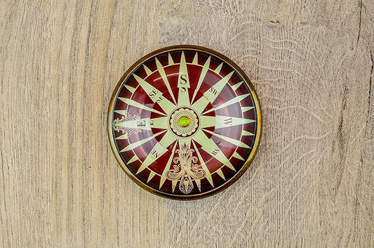 Vintage Style Brass Pocket Compass with Wooden Box, Gifts for Friends & Family, Nautical Navy Compass, Baptism Gifts, Confirmation Gifts