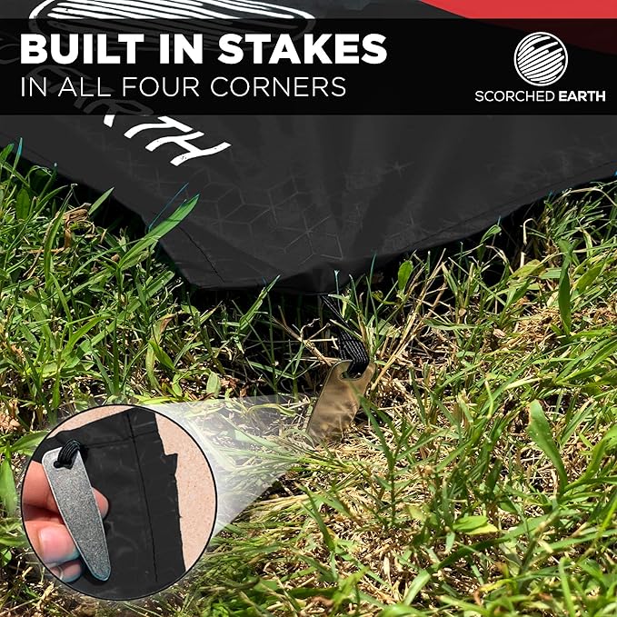 Pocket Blanket for Beach, Travel, Outdoor, Camping, Hiking, Picnic, Festival, Sports - Water Resistant, Compact, Durable Tarp, Corner Pockets, Bag, Built in Stakes (Crimson Red, 60x55)