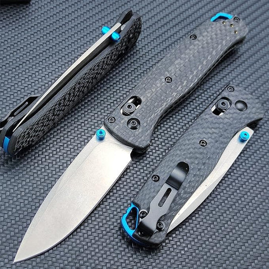 Axis Lock Knife, EDC Folding Pocket Knives For Men,Satin Plain Edge 440C Blade Everyday Carry Thumb Studs Manual Open, Carbon Fiber Handle With Deep Carry Pocket Clip