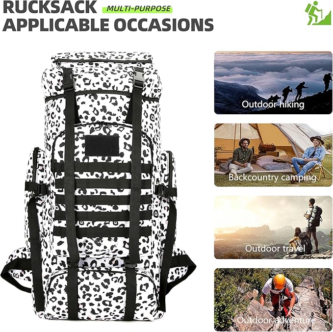 70L Camping Hiking Military Tactical Backpack Outdoor Water-Repellent Adjustable Sport Bags