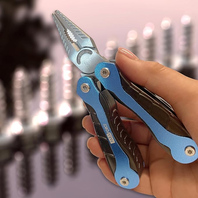 AccuSharp ParaForce 15 Function Multi-Tool, 15-in-1 Handy Outdoor Multitool with Pocket Pliers for Fishing, Hunting & Camping, Foldable Pliers with Knife, Fish Scaler, Hook Remover & Wire Cutters