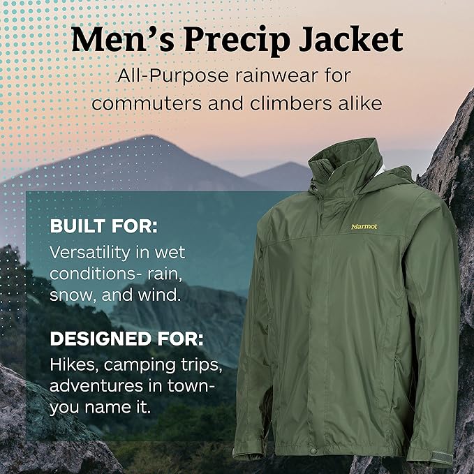 MARMOT Men's Precip Eco Waterproof Rain Jacket - 100% Recycled, Breathable, Lightweight, Packable Raincoat