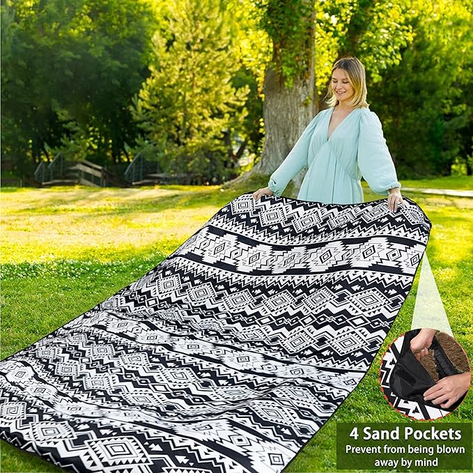 Picnic Blankets Beach Blanket 80" X 60" Extra Large Waterproof Camping Blankets Portable Outdoor Mat 3-Layer blanket for Beach, Hiking, Park, Music Festival, Grass Lawn,Travel
