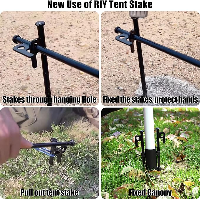 8 Pack Tent Stakes Heavy Duty Metal Tent Pegs for Camping Steel Tent Stakes 12 inch Unbreakable and Inflexible