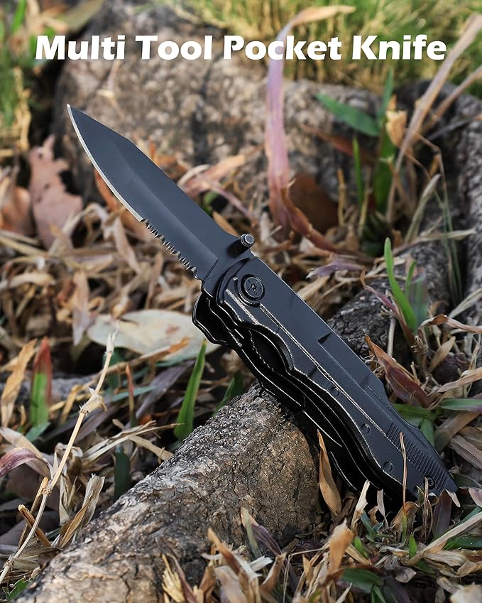 Rush Deer Pocket Knife - Folding EDC Multitool for Men, Small and Versatile Camping, Fishing, and Hiking Accessories Set