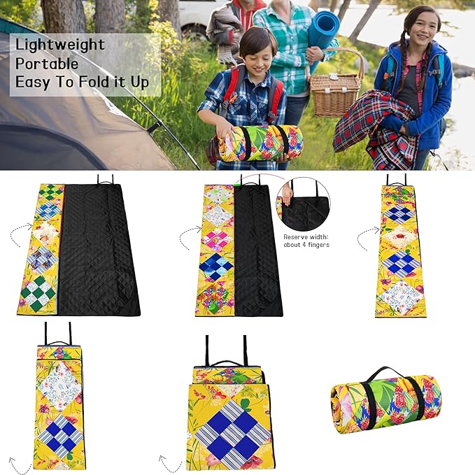 Picnic Blankets Beach Blanket 80" X 60" Extra Large Waterproof Camping Blankets Portable Outdoor Mat 3-Layer blanket for Beach, Hiking, Park, Music Festival, Grass Lawn,Travel