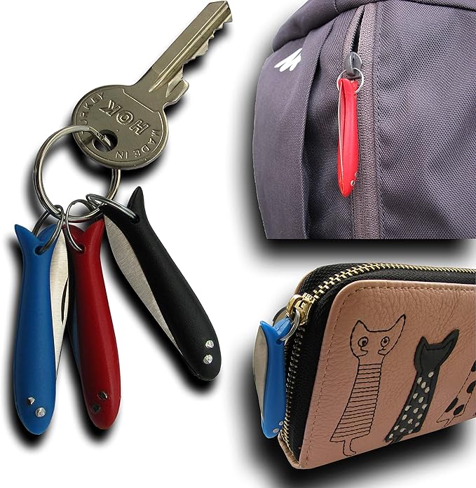 Red Smal Mini Micro Knife - Handmade Key ring Pocket Folding Folder Knife, Stainless Steel, Multi Purpose Portable, Tiny Blade