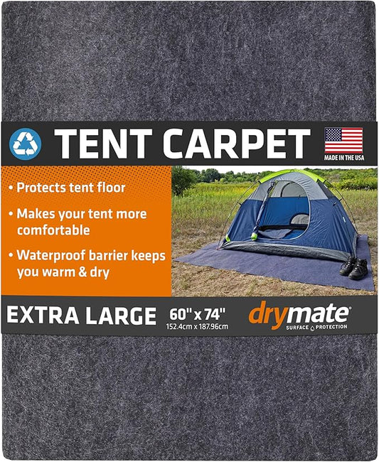 Drymate Tent Carpet Mat, Protective Waterproof Liner Keeps You Warm & Dry, Camping Floor Rug Accessory, Durable, Lightweight, Soft & Comfortable, Trimmable Material (USA Made) (Charcoal)