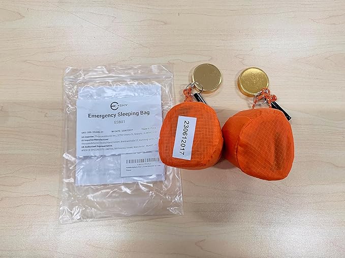 Esky Emergency Sleeping Bag, 2 Pack Portable Thermal Bivy Sack, Waterproof Lightweight Emergency Blanket Survival Gear with Compass and Whistle for Camping Hiking Outdoor Adventure