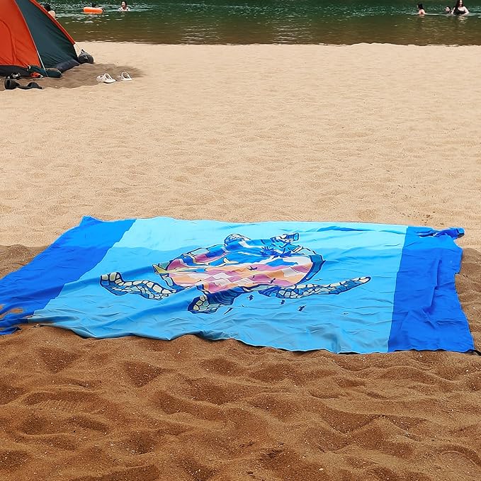 Large Beach Blanket Waterproof Sandproof 108"x 82" for 1-6 Adults,Quick Drying Beach Mat,Lightweight & Durable,Beach Essentials for Family Beach Camping Travel Picnic