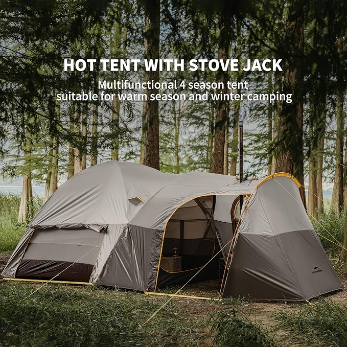Naturehike KOTA 4-6 Person Camping Tent, Double Layer Waterproof 4 Person 6 Person Tents for Camping, Large and Tall Family Tent with Vestibules
