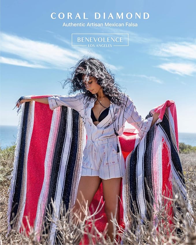 Premium Mexican Blanket, Authentic Hand Woven Falsa Blanket & Yoga Blanket | Made by Traditional Mexican Artisans, Perfect Saddle Blanket, Beach Blanket, Picnic Blanket, Car Blanket, Outdoor Blanket
