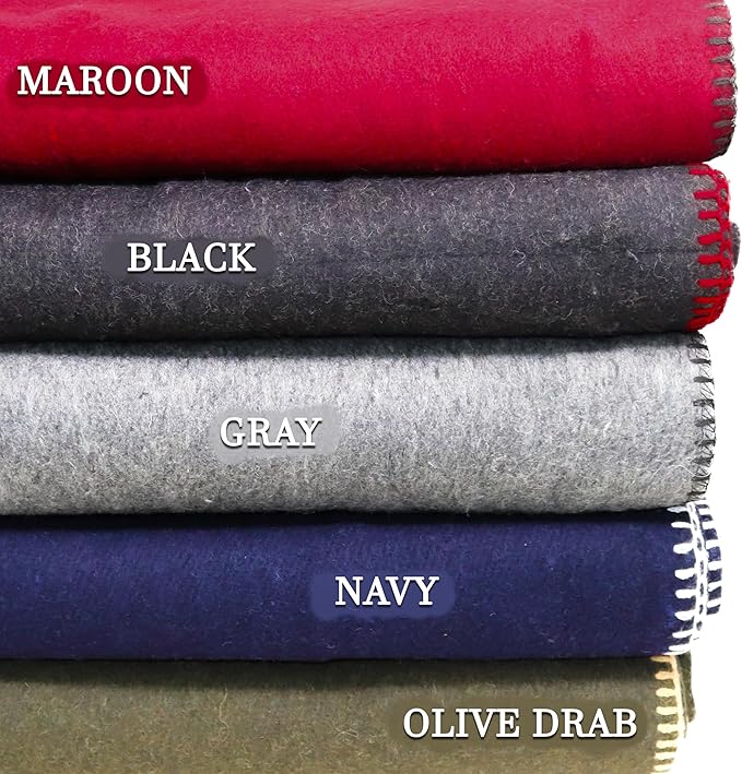 M MCGUIRE GEAR Heavy Duty Wool Military Camping, Survival, and First Aid Blanket, Mil-Spec Fire Retardant 64" x 90" (OD Green)
