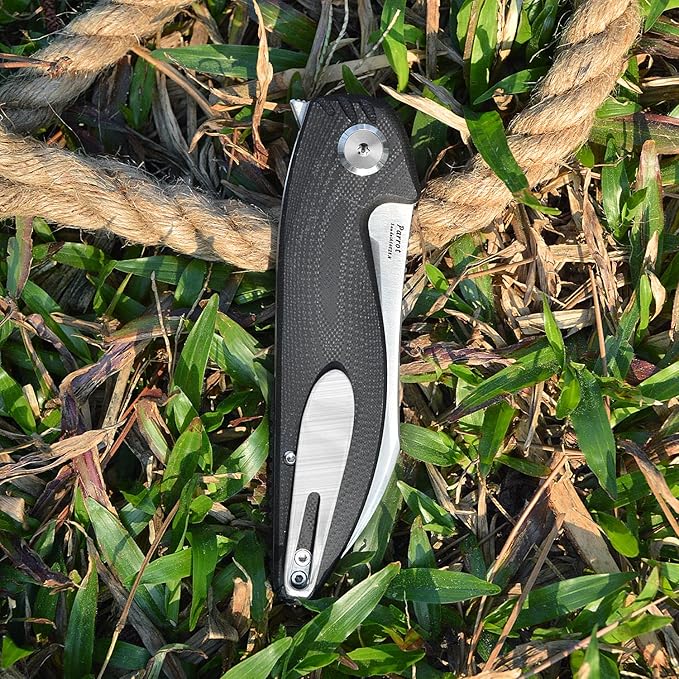 Parrot Folding Pocket Knife with Clip and Blade Lock, 8.4" EDC Folding Knife with Sweatproof G10 handle and 14C28N Stainless Blade (Black)