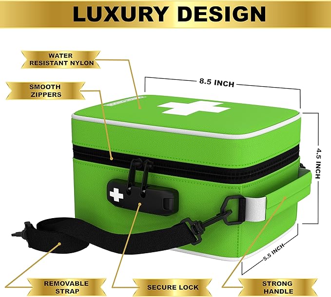 GREEN CROSS Smell Proof Bag Stash Box Medicine Bag Stash Bag 9x6x5 (Green Nylon)