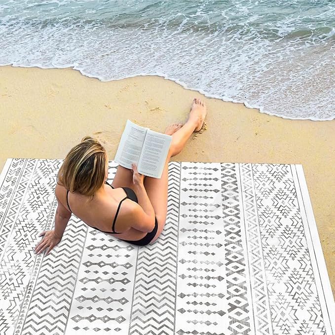 Sand Free Beach Blanket, Extra Large Beach Mat Waterproof Sandproof fits 79" X 87" for 1-7 Adults, Oversized Portable Picnic Blanket Outdoor Beach Accessories for Travel, Camping, Hiking
